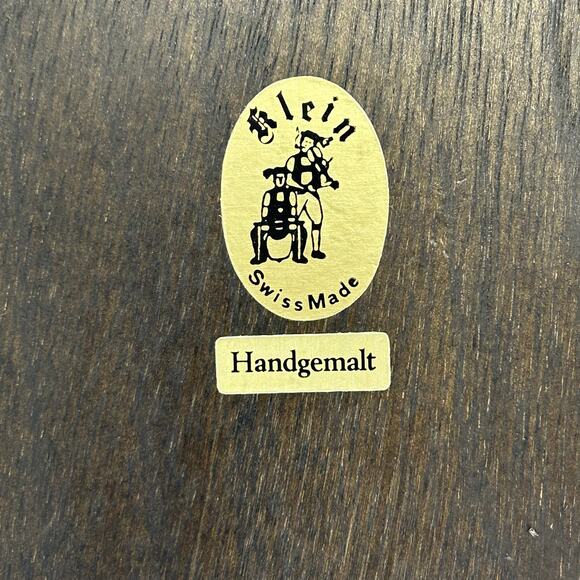 Vintage Handgemalt German Folk Art hand painted wood plaque plate Swiss made - Picture 7 of 7